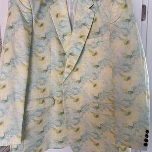 Stylish Green and Cream Patterned Blazer